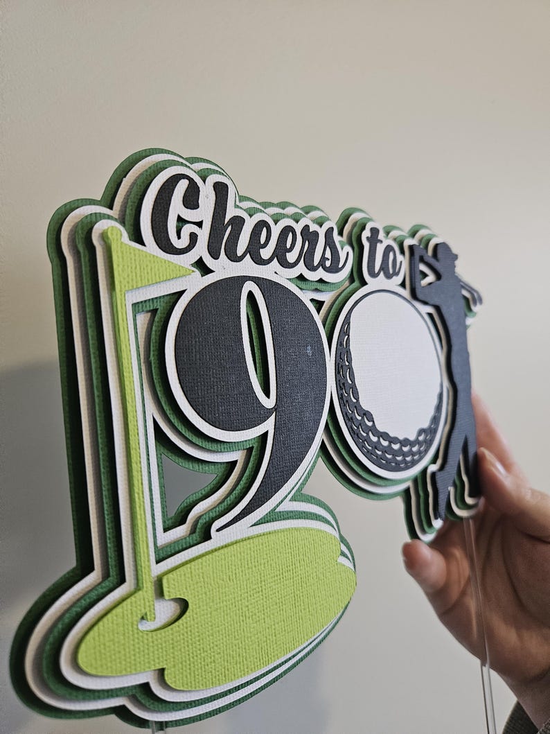 Golfnummer taarttopper | Gepersonaliseerde golf verjaardagstaarttopper | Hole-in-one feestdecoratie | Taarttopper met leeftijd op maat | Golfthemafeest afbeelding 4