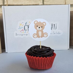 Teddy Bear Cupcake Toppers | Bear Birthday Party Supplies | Kids Party Decor | Beary Cute 1st Birthday Theme | Baby Shower Theme image 6