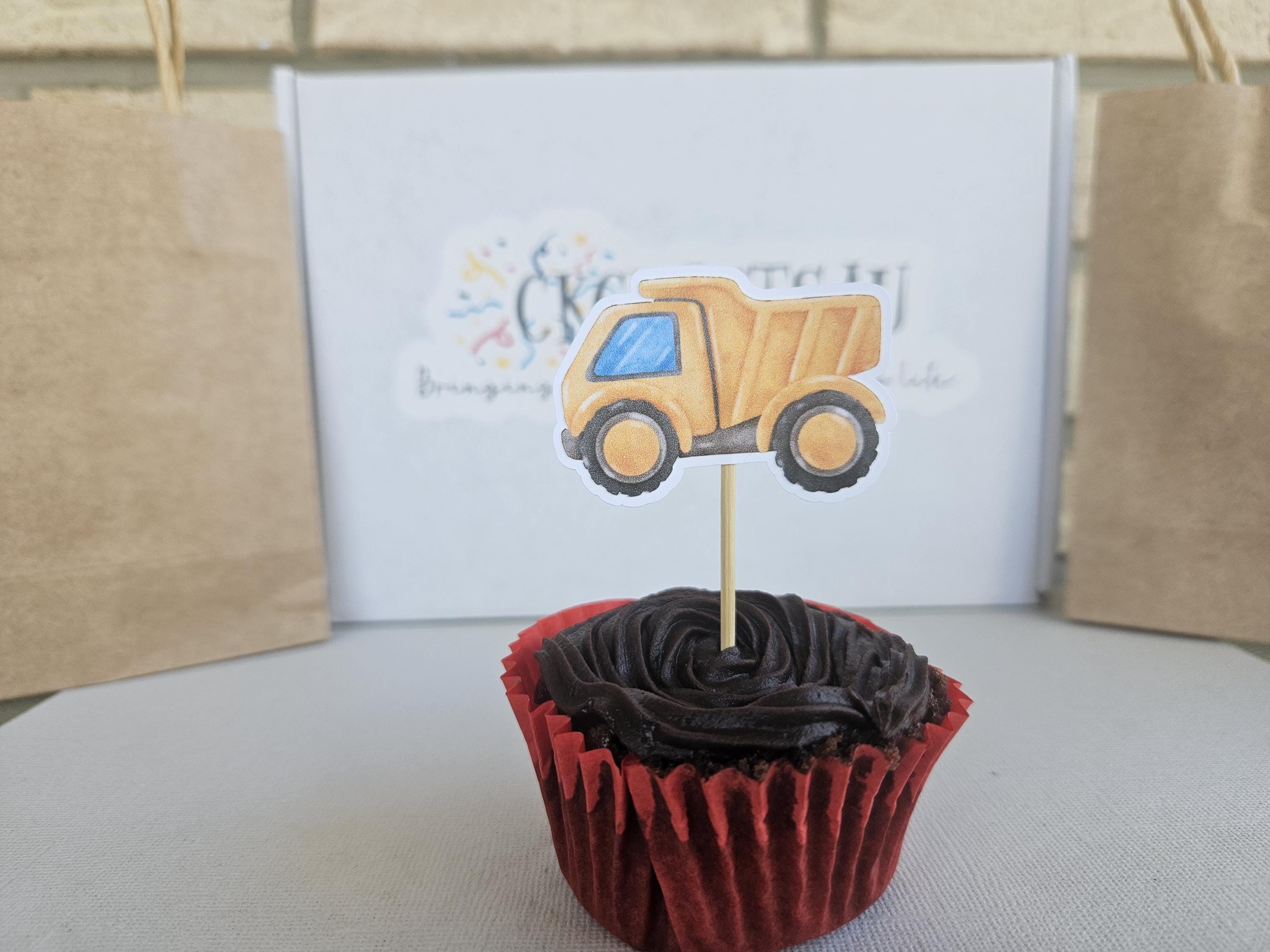 Construction Cupcake Toppers – Dump Truck Digger Birthday Decor – Under Construction Party Supplies – Boys Construction Theme – Handmade - Thumbnail 5