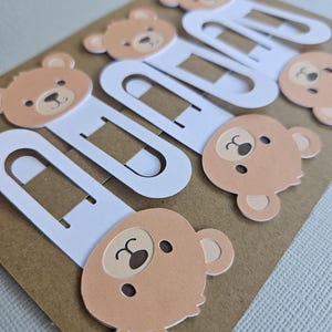 zoomed in angle of cardstock bear bookmarks