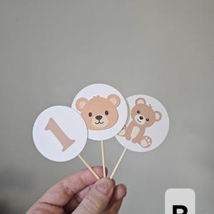 Circle backed bear cupcake toppers