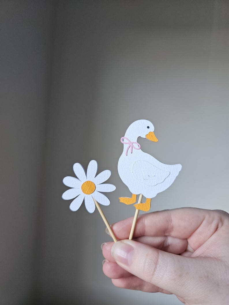 One Silly Goose Cupcake Toppers | Fun Kids Birthday Party Cake Decorations | Farm Animal Theme | Baby Shower Decor | 1st Birthday Theme image 5