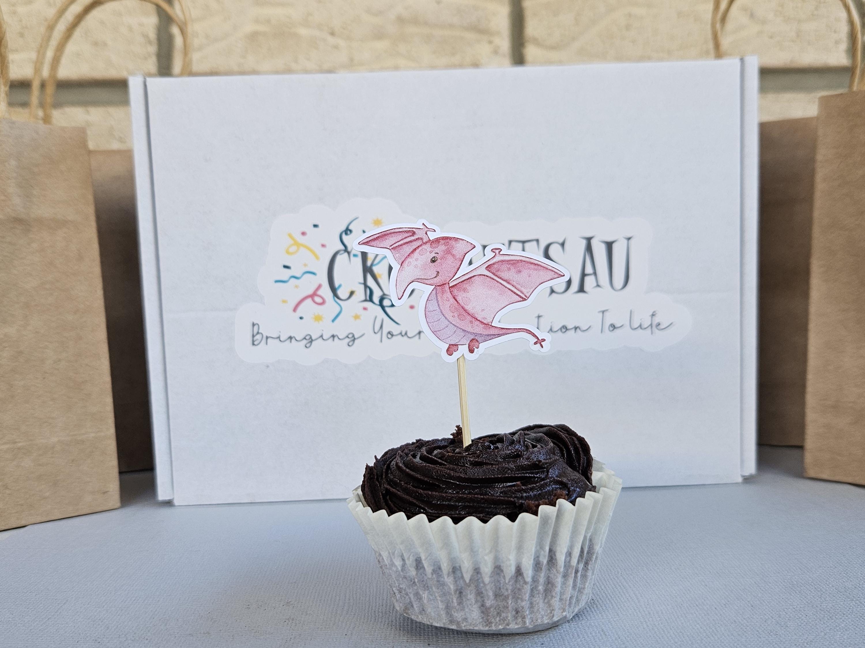 Dinosaur Cupcake Toppers – Dino Birthday Party Decorations – T-Rex Triceratops Stegosaurus – Roarsome Party Supplies – Custom Dino Toppers - Thumbnail 3