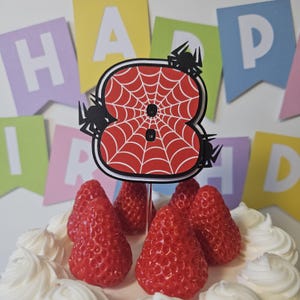 Personalised Spider Birthday Cake Topper | Spider Birthday Party Decoration | Custom Age Cake Topper image 8