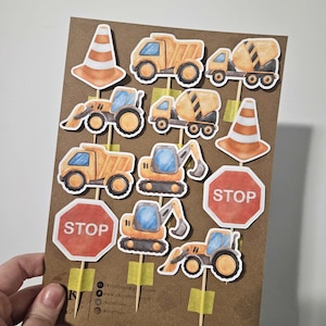 Construction Party Cupcake Toppers, Builder Birthday Theme, Construction Party Decor, Kids Birthday Decor, Digger Party, Truck Birthday
