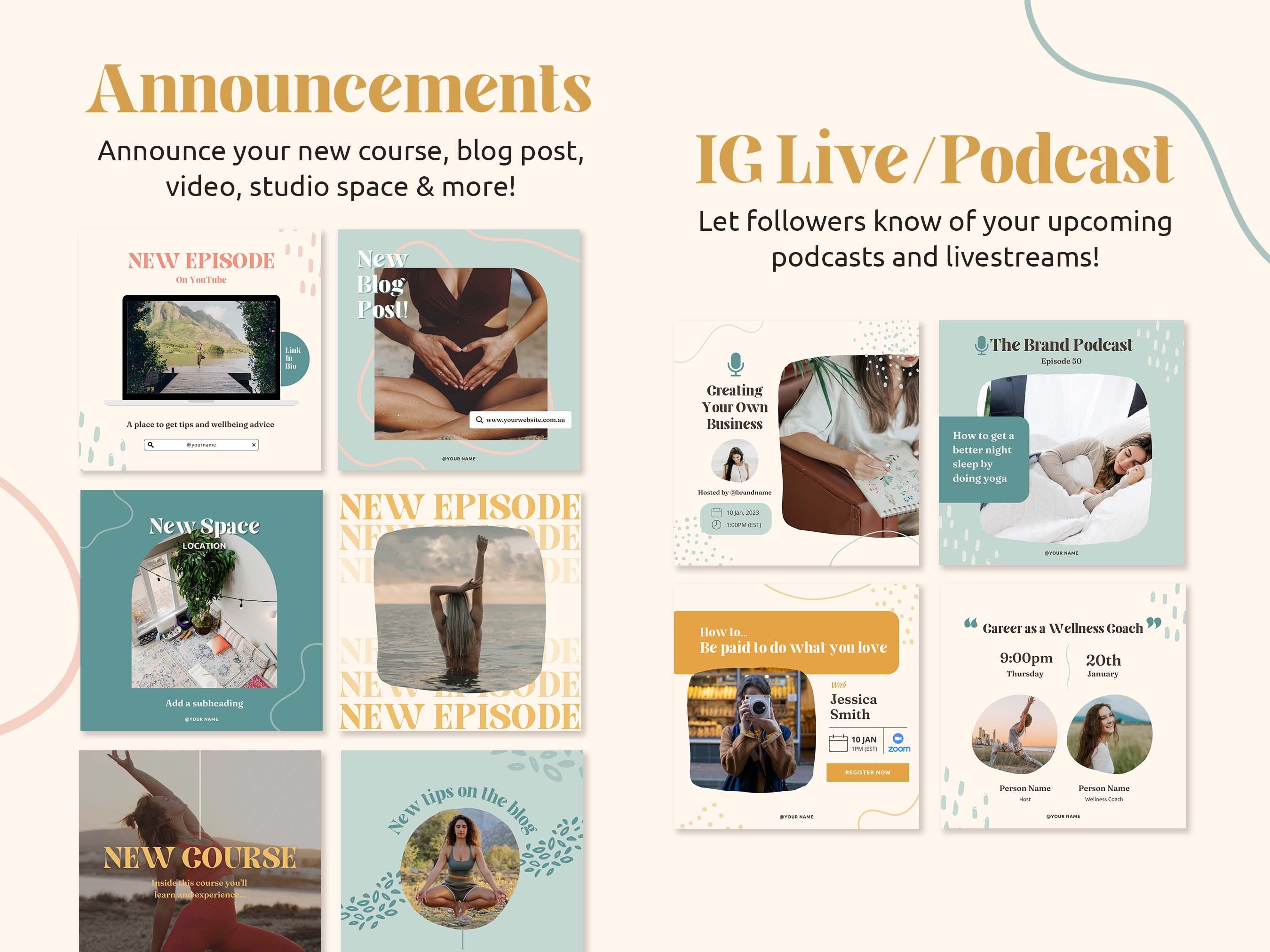 75 Wellness Coach Instagram Posts | Colorful Square Canva Templates ...