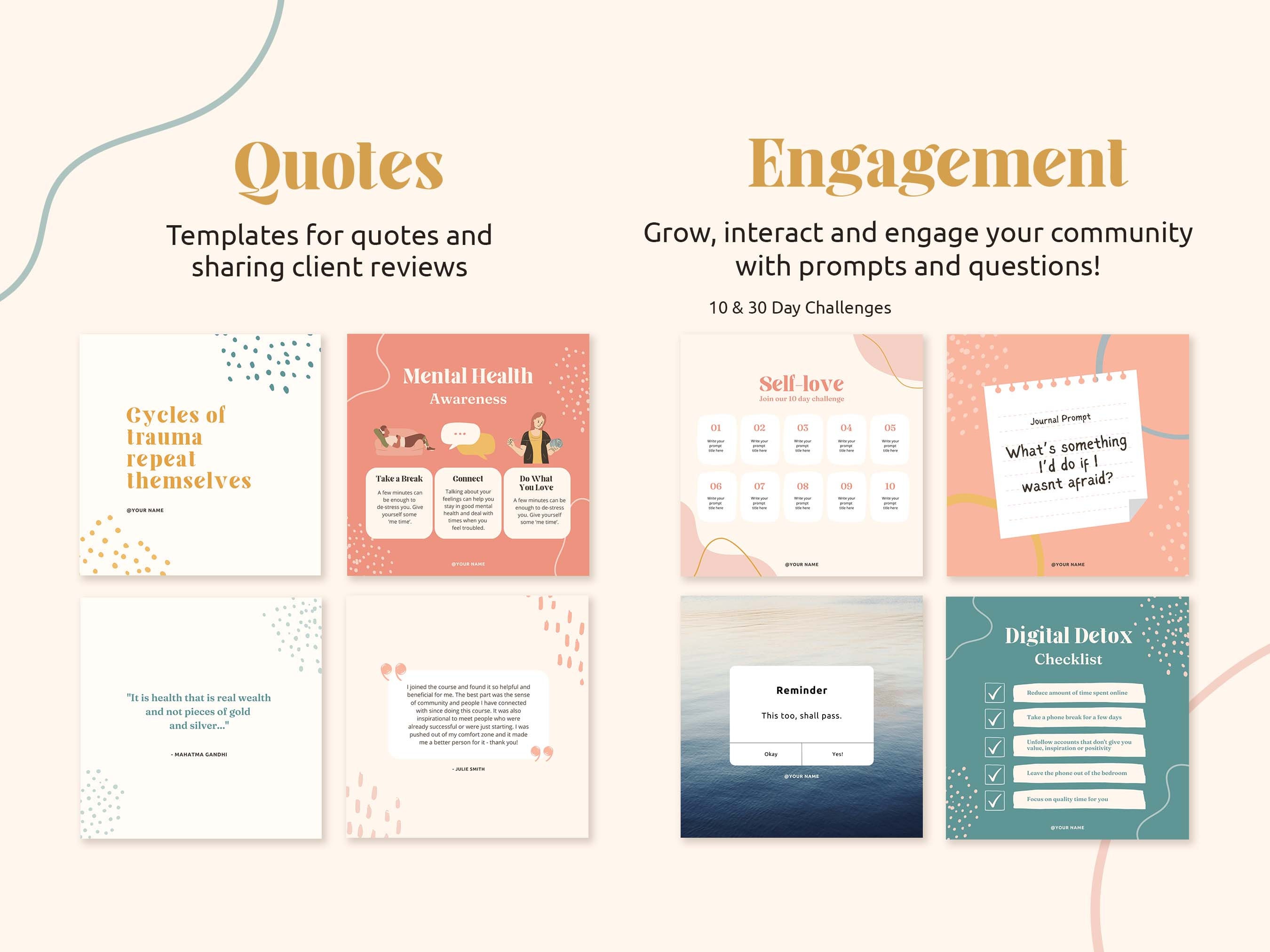 75 Wellness Coach Instagram Posts | Colorful Square Canva Templates ...
