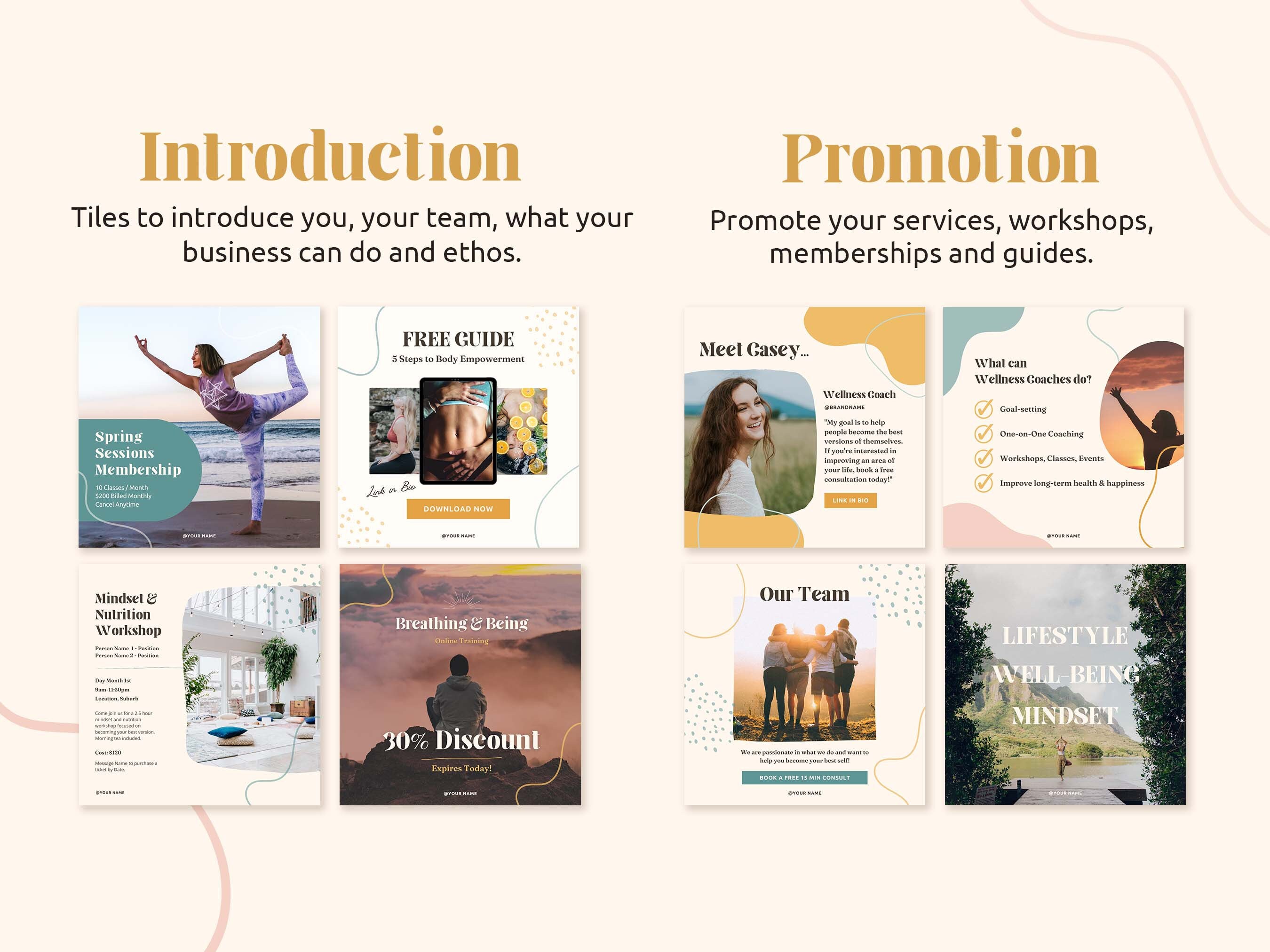 75 Wellness Coach Instagram Posts | Colorful Square Canva Templates ...