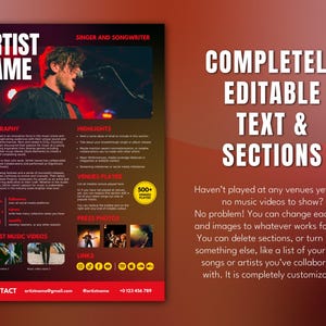 Electronic Press Kit Bundle | 1-page EPK for Musicians, Rappers, Singer ...
