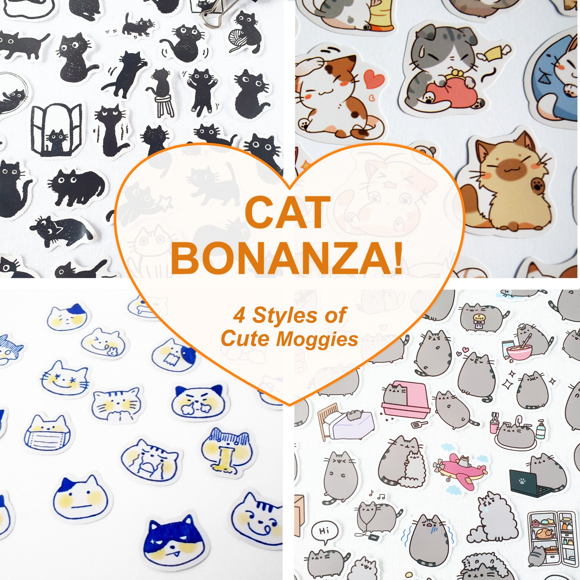 Midnight mood stickers - cat planner stickers - bullet journal stickers