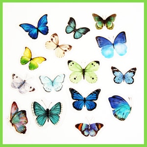 Butterfly Stickers for Journaling, 15x/pack, No duplicate, Transparent Watercolour, Scrapbooking, for planner, laptop, phone, 3-5cm1-2&quot;,