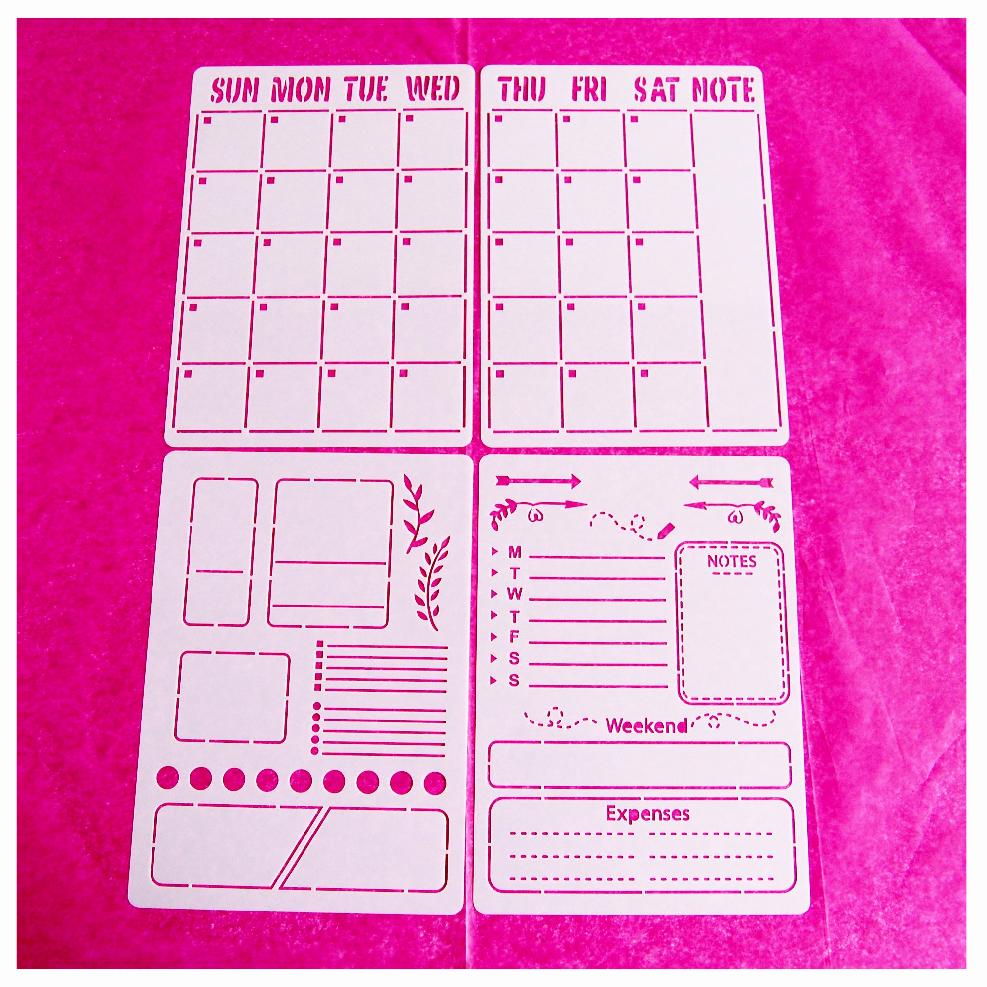 Journal Stencils Set - 3 Pack Flexible PVC Templates For Planners, Bullet Journaling & Drawing