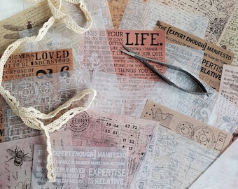 Junk Journal Supplies, Vintage Style Decorative Paper, 12 Unique Designs on Paper/Vellum, 10*14cm (4*5.5&quot;), 24 Sheet, Decoupage, Card making