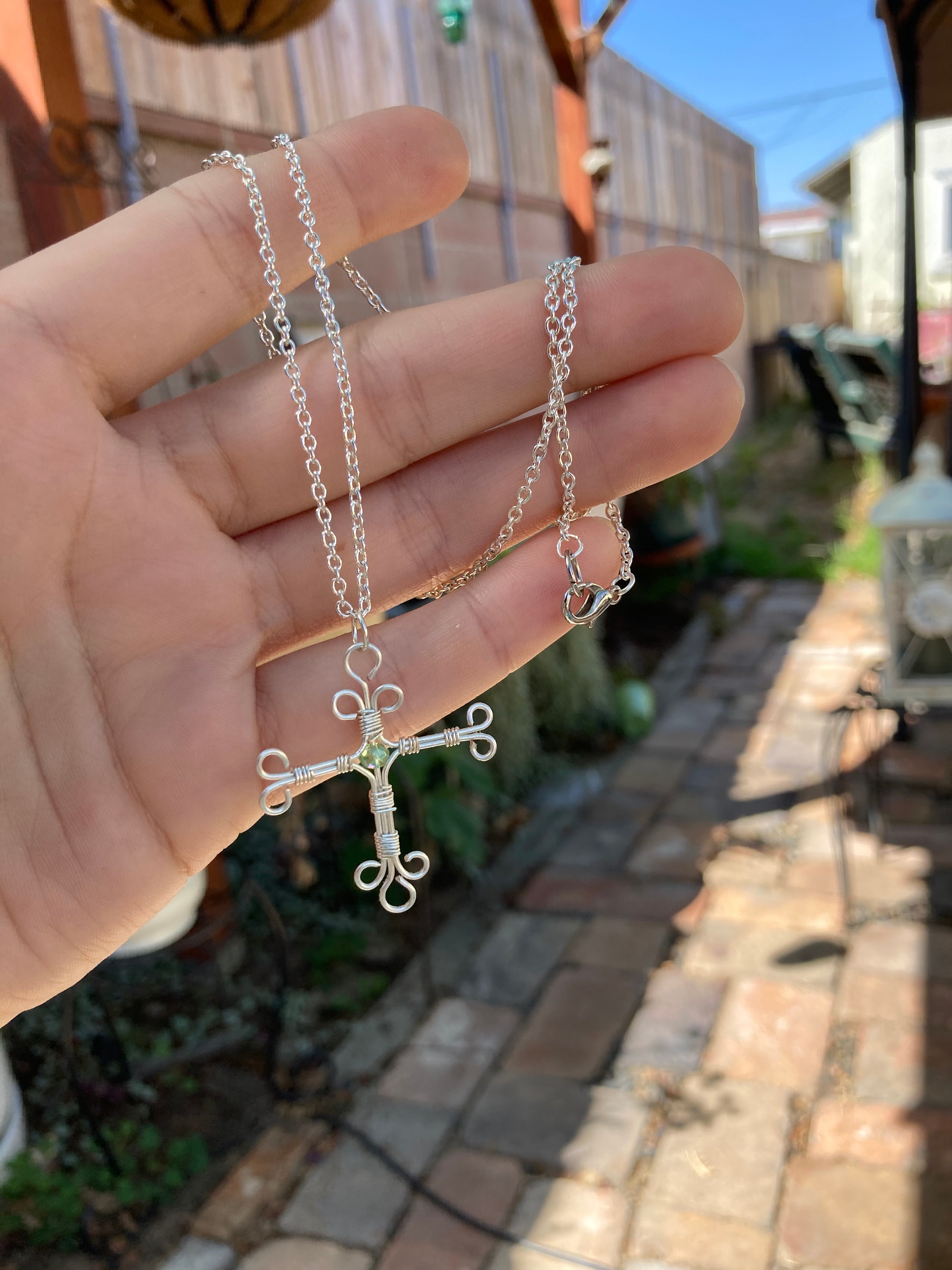 Wire Cross Necklace Etsy