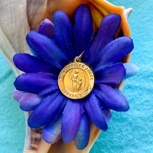 14K Yellow Gold Guardian Angel Medal Charm