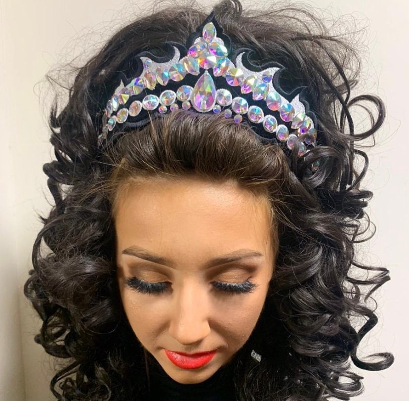 Lace Crown With Clear AB Rhinestones or Sew on Pearls. Lace Irish Dance  Tiara. Lace Irish Dance Crown. 