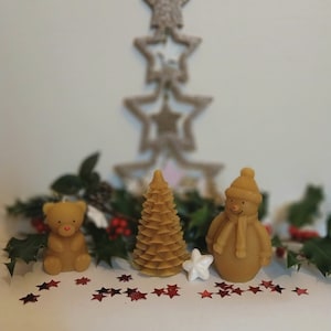 Handmade Christmas candles made from beeswax