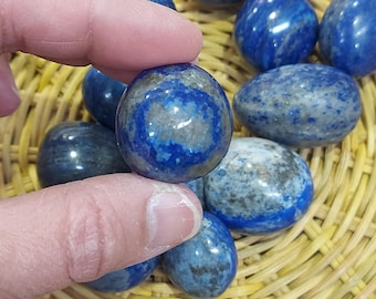 Kamienie szlifowane Lapis Lazuli | Naturalny niebieski polerowany kryształ do medytacji i kamień kieszonkowy