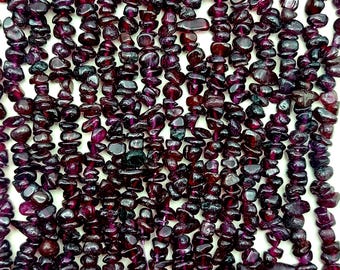 Natural Garnet Chip Beads: Deep Red Crystal Jewelry Making Strand