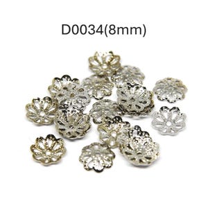 Silver Flower Bead Caps | Metal Connector Charms for Jewelry Making | 20pc Set | 6mm–12mm Sizes | DIY Beading Supplies