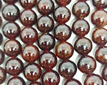 Natural Garnet Beads | Round Deep Red Gemstone Beads | 8mm 10mm Jewellery Making Strand | 7.5 Inch Strand