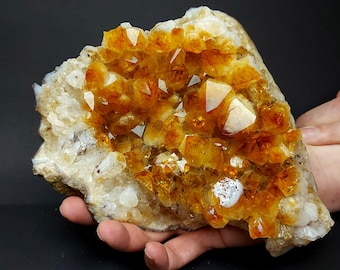 2kg Natural Citrine Crystal Cluster: Golden Yellow Healing Stone, Rio do Sul Brazil