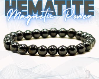 Magnetic Hematite Bead Strand 8mm 10mm Unisex Grounding Jewelry DIY 7.5" Length