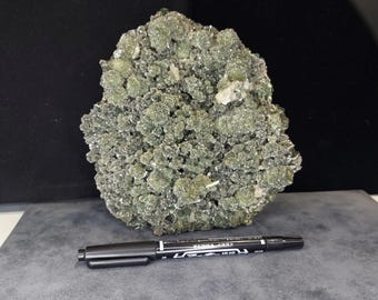 Green Druzy Chalcedony Cluster with Stilbite & Calcite – Natural Mineral Specimen, India, Display Crystal
