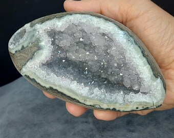 瑪瑙層を持つアメジスト洞窟ジオード結晶 - Etsy 日本