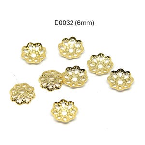 Silver & Gold Flower Bead Caps: DIY Jewelry Connectors, Set of 20