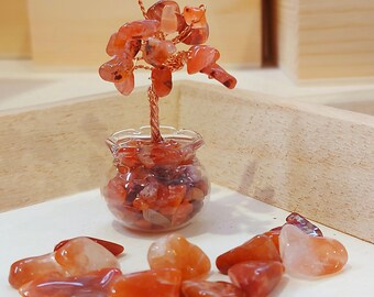 Mini arbre à gemmes | Arbre à monnaie à 7 chakras | Bonsaï en cristal dans un bol en verre