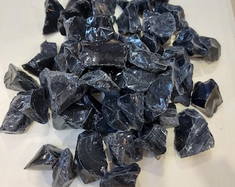 Black Obsidian Rough Stones | Raw Volcanic Glass for Protection, Decor & Grounding
