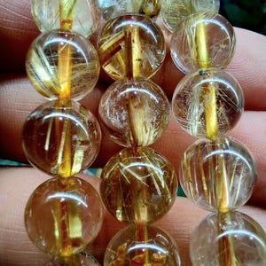 Golden Rutilated Quartz Bracelet 10mm: High Vibe Healing Gemstone