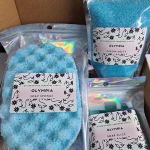 Soap Sponge, Soap Slice and Epsom Soaking Salts Highly Scented Luxury Fragranced Choose Your Scent
