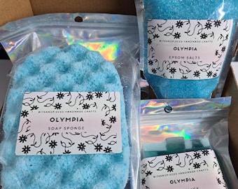 Soap Sponge, Soap Slice and Epsom Soaking Salts Highly Scented Luxury Fragranced Choose Your Scent