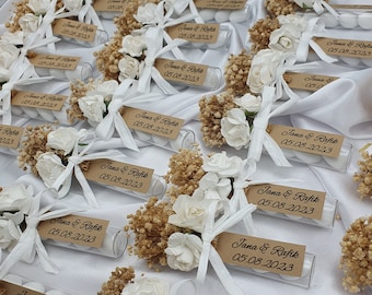 Guest gift almonds in a jar for engagement, wedding, birthday, baptism or party