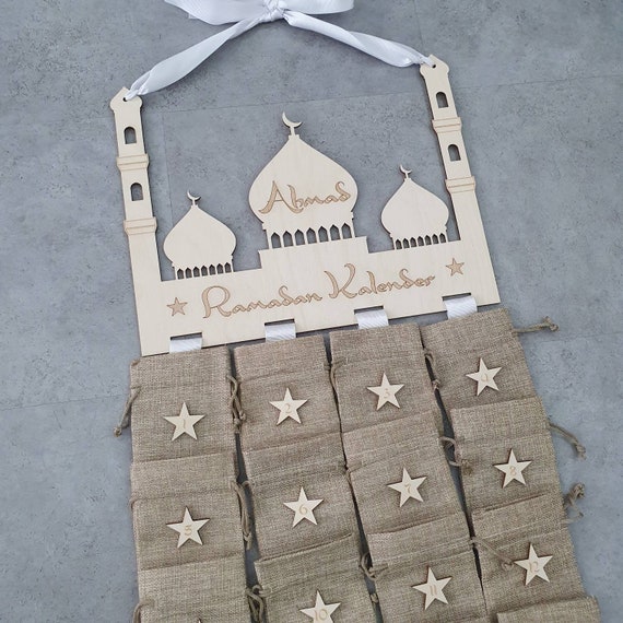 Calendrier du Ramadan pour enfants personnalisé avec nom en bois