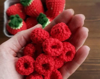 crochet raspberries mix, 5 pieces. Crochet raspberry, crochet food for a kid's kitchen,play food