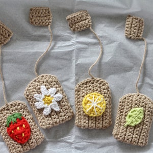 Crochet tea bags for Child's kitchen or markt. Handmade toys for a Tea-party. Eco toys, cotton toys image 7