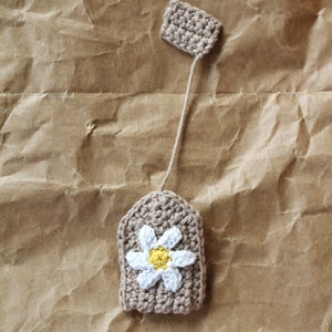 Crochet tea bags for Child's kitchen or markt. Handmade toys for a Tea-party. Eco toys, cotton toys camomile