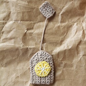 Crochet tea bags for Child's kitchen or markt. Handmade toys for a Tea-party. Eco toys, cotton toys lemon