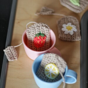 Crochet tea bags for Child's kitchen or markt. Handmade toys for a Tea-party. Eco toys, cotton toys image 9