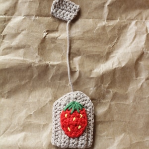 Crochet tea bags for Child's kitchen or markt. Handmade toys for a Tea-party. Eco toys, cotton toys strawberry