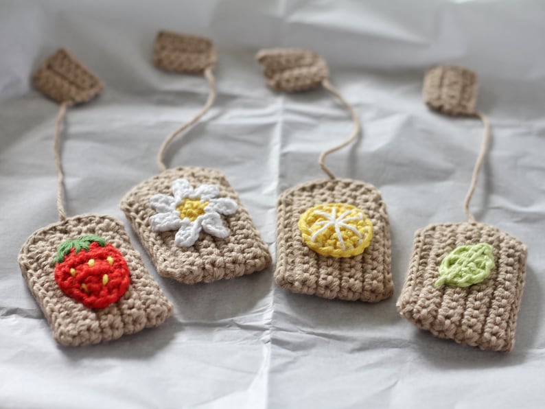 Crochet tea bags for Child's kitchen or markt. Handmade toys for a Tea-party. Eco toys, cotton toys image 8