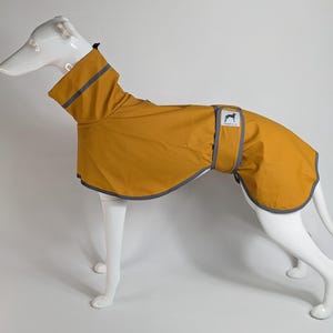 Waterproof lined raincoat for Greyhound / Whippet / Lurcher coat jacket in yellow sizes 18"-32.5" with harness hole