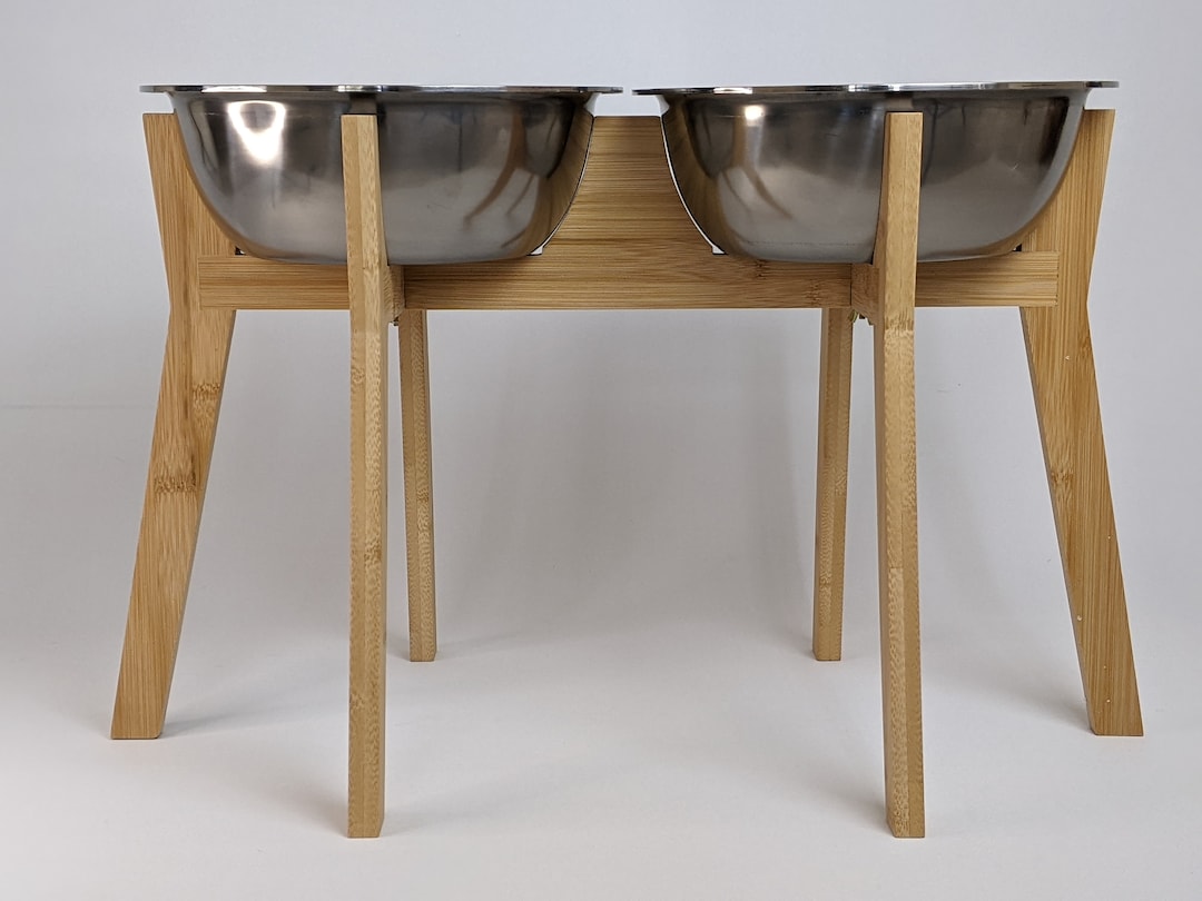 Mid Century Styled Double Bowl Large Raised Feeder for Greyhounds and