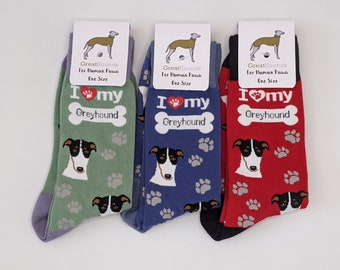 I Love my Greyhound socks - one size - RED - one size - a perfect gift!