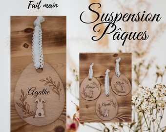 Suspension, décoration, étiquettes cadeaux Œufs de Pâques personnalisés, Œuf en bois Pâques