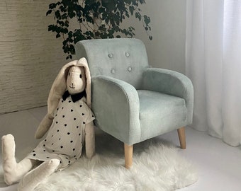 Mint children's armchair with ears and  buttons