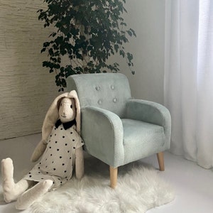 Mint children's armchair with ears and buttons